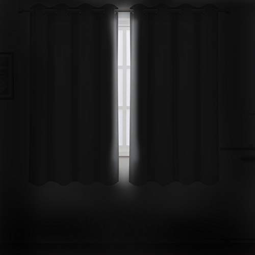 Image of LEMOMO Grey Blackout Curtains /52 x 72 Inch /Set of 2 Panels Thermal Insulated Room Darkening Curtains for Bedroom