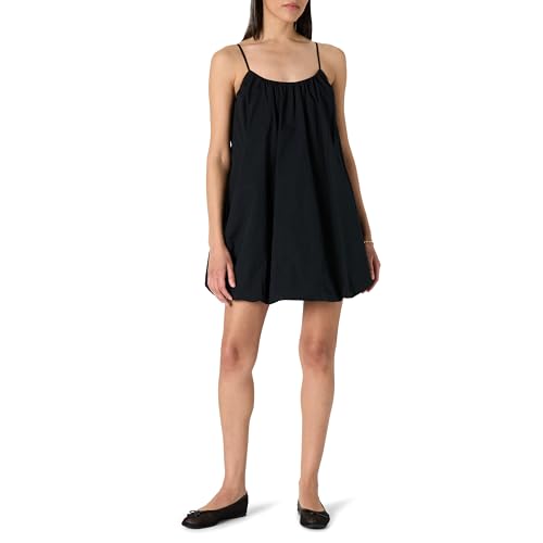 The Drop Womens Black Corryn Spaghetti Strap Bubble Hem Mini Dress M