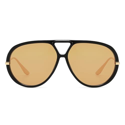 OSAGAMA Trendy Oversized Aviator Sunglasses for Women Men Luxury Vintage Shades Retro Metal Sunglasses Shield