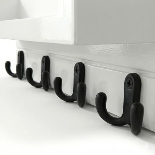Image of Key Holder for Wall with Mail Shelf & 4 Hooks | Engineered Wood (White, 36D x 23W x 10H Centimeters)