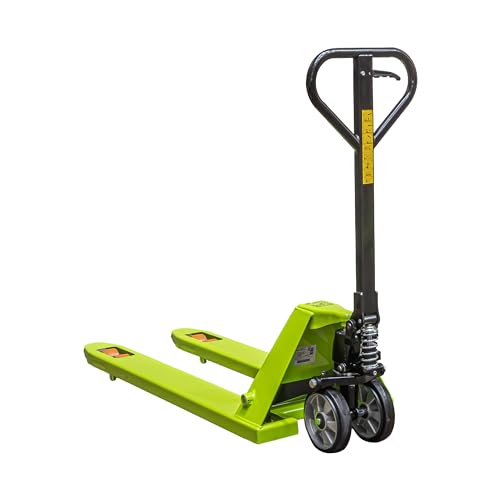 IMBALLAGGI 2000 - Transpallet Manuale con Ruote in Gomma e 4 Rulli in Poliuretano Portata 2200 Kg - Carrello Portatutto, Portapacchi Sollevatore 15 cm