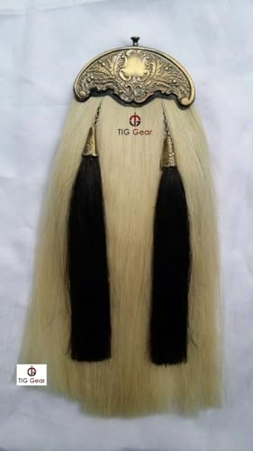 Scottish Horse Hair Piper Kilt Sporran Thistle Cantle Antique & Two Black Hair Tasseles3