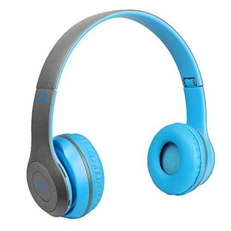 p47 wireless bluetooth on ear headphones 5.0+edr with volume control, hd sound and bass, mic, sd card slot (multicolor)