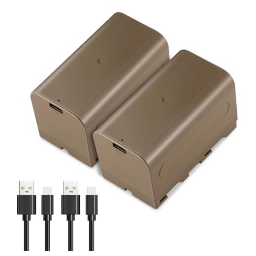Neewer 2Pcs NP-F750 7000mAh Replacement Batteries, 5.4Hrs Full Charge Time with USB Type C Port/Cable, Rechargeable Camera Camcorder Video Light Monitor Battery for Sony NP-F550 F750 F950 F970