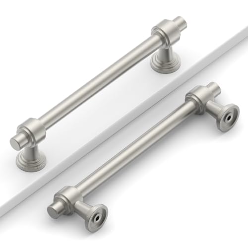 Image of 10 Pack 5 inch(128mm) Brushed Satin Nickel Cabinet Pulls Kitchen Cabinet Handles Cabinet Hardware Nickel Drawer Pulls for Cupboard CK0081