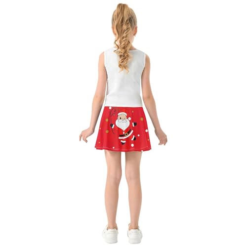 Christmas Cute Cartoon Red Athletic Shorts Girls Skorts Toddlers Tennis Skirts Preppy Little Girl 3t4