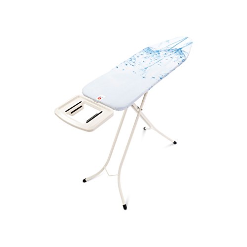 Image of Brabantia Comfort Ironing Board with Solid Steam Iron Rest | Medium (Size B) | Fairtrade Cotton Flower Cover | Adjustable Height (27-38 inch), Easy Fold, Anti-Collapse Lock, Non-Slip Feet