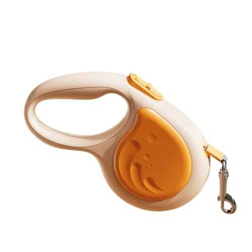 Vilom 犬用リード 自動伸縮式 アウトドア散歩用 ペット用リード 軽量 耐久 頑丈 持ちやすい 折りたたみ可能 片手操作 安全ボタン付き 小型犬 中型犬 大型犬対応 (オレンジ色,3m)