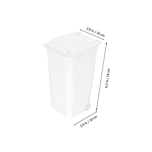 Pequeña papelera rectangular blanca de plástico para escritorio miniatura 3