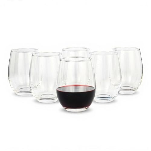 Amazon Basics Bicchieri da Vino Rosso Senza Stelo, Set di 6 Pezzi, 532ml, Lavabili in Lavastoviglie