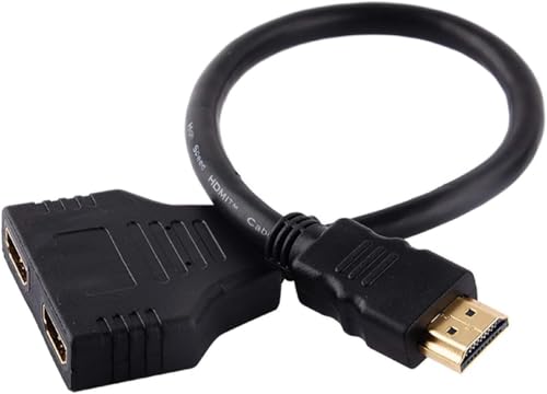 Image of NEXSA 1 in 2 Out HDMI Splitter Cable Dual Screen Mirror Adapter | Splits one HDMI source to mirror same content on two screens. Supports 1080p Full HD with no external power