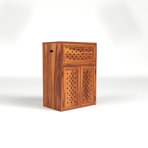 Image of Solid Wooden Inverter Battery Cabinet | Single Battery Box | Wooden Inverter Battery Cabinet | Battery Box | Sheesham Wood, Standard (Natural Finish)