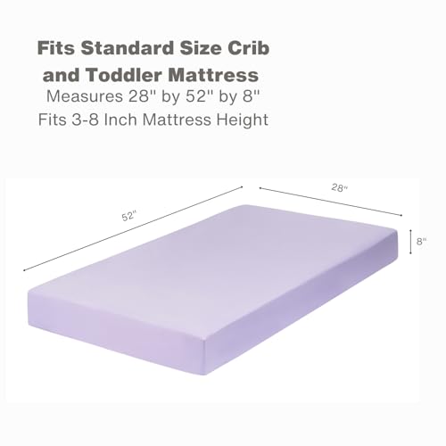 Image of Everyday Kids Fitted Crib Sheet, 100% Soft Breathable Microfiber Baby Sheet, Fits Standard Size Crib Mattress 28in x 52in, Purple Nursery Sheet