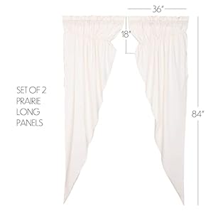 VHC Brands Simple Life Flax Antique White Farmhouse Prairie Panel Pair Rod Pocket Cotton Linen Blend Solid Color Drawstring Ties Window Curtains VHC Brands Simple Life Flax Antique White Farmhouse Prairie Panel Pair Rod Pocket Cotton Linen Blend Solid Color Drawstring Ties Window Curtains