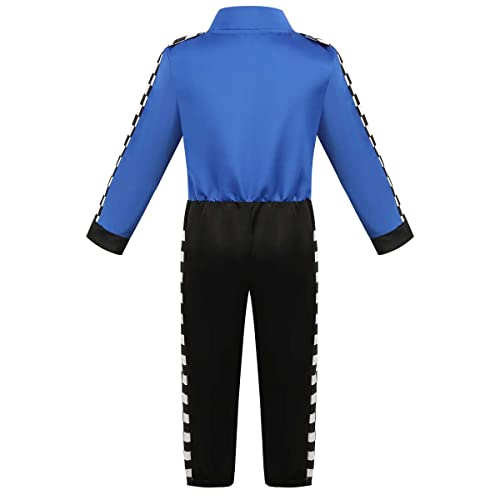 Lmyove Kids Race Car Driver Costume Boys Girls Racing Halloween Play Role Dress Up Racer Jumpsuit And Car Cap Toddler 3-9Y (Small,Blue) #TOP2