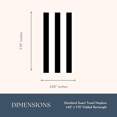 Image of Bonjour Fete Black Cabana Stripe Guest Towels, Pack of 20, 4.25x7.75 inch