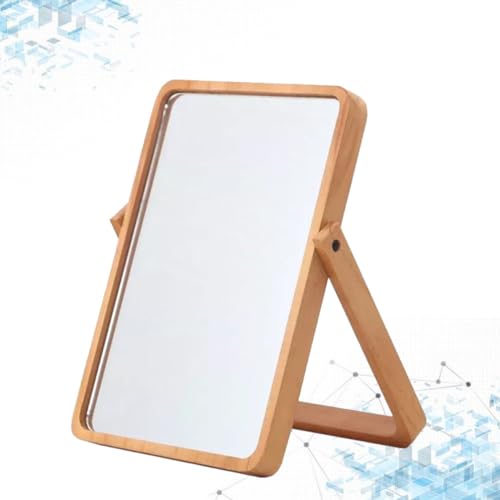 Espejo de maquillaje rectangular de madera con soporte estable CAXUSD para tocador 7