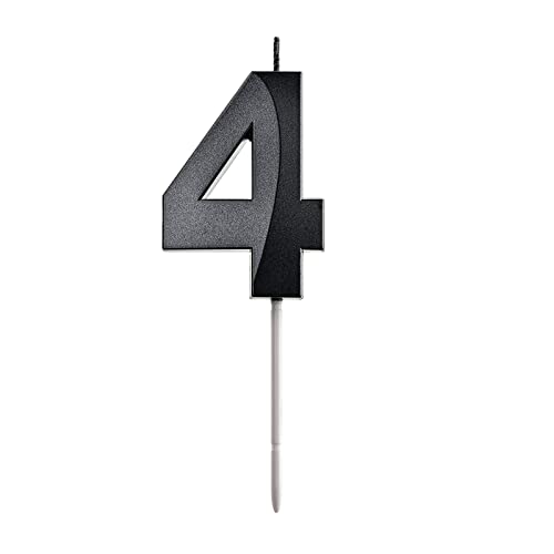 2.76 inch Black 4 Birthday Candles,3D Number 4th Cake Topper for Birthday Decorations