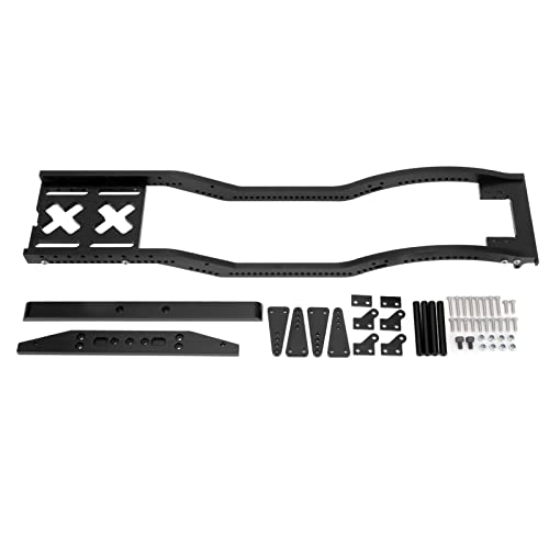 Image of Aluminum Alloy RC Car Chassis Frame Set, 1/10 RC Chassis with Front and Rear Bumper, Metal Chassis Set for SCX10 D90 1/10 RC Crawler with Mounting Screws (Black)