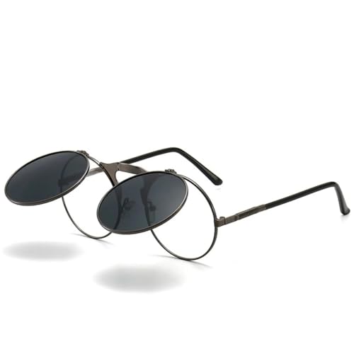 Lunettes de soleil pliables Steampunk double lentille UV400 accessoire mode mixte
