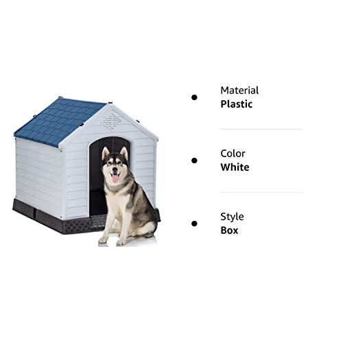 28 Inch Dog House Indoor Outdoor Pet Kennel With Air Vents And Elevated Floor Ventilate Waterproof Plastic Dog House,Easy To Assemble #TOP7
