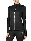 GemRebel Women’s Equestrian Riding Shirt, Full Zip Lightweight Fleece Lined Training Top for Horseback Riding Black L