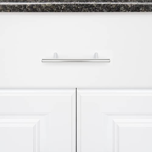 Image of South Main Hardware Euro Bar Cabinet Drawer Pull Handle (3 /8 inch Diameter), 5.88 inch Length (3.5 inch Hole Center), Polished Chrome, Mounting Hardware Included, 10-Pack