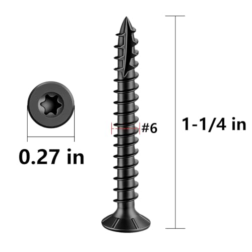 Image of Wensilon #6 * 1-1 /4 inch Black Deck Screws, (pcs) 5 lbs Exterior Wood Screws, Rust Resistant Epoxy Coated,Star Bit.