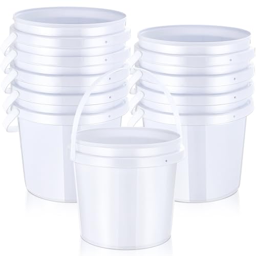 Yaomiao 10 Pcs 1 Gallon Bucket White Plastic Bucket Without