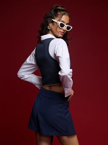 Image of The Souled Store Women Cotton Blend Solid Slim Fit Blouse
