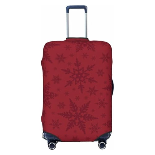 Christmas Red Snowflakes Print Luggage Cover Washable Elasticated Suitcase Covers TSA Approved Stylish Dust and Scratch Resistant Case Protector for Kids and Adults