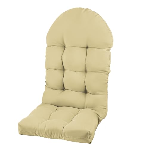 Image of Adirondack Chair Cushion, Rocking Chair Cushion 44x19.4x4 inch, High Back Patio Cushions of Upper and Lower with Ties, Sunscreen and Fade-Resistant (Semolina, 1)