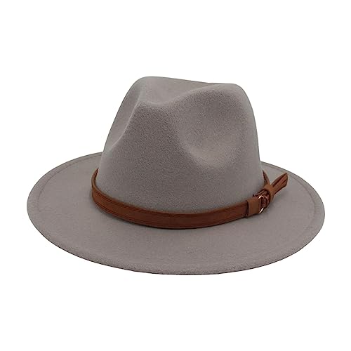 Dynwave Chapéu Fedora de feltro Chapéu Panamá Aba larga Confortável engrossado Unissex Retro Jazz Ha