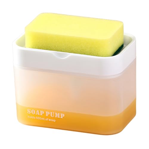 Charmoon キッチン洗剤 ディスペンサー 550ml スポンジ付き 食器洗剤 洗剤ボトル ポンプ スポンジホルダー ワンプッシュ 片手で出せるのサムネイル