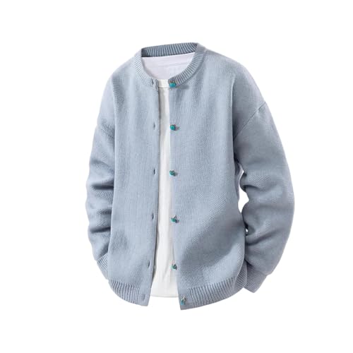 Cárdigan de punto para hombre con cuello redondo y botones lisos