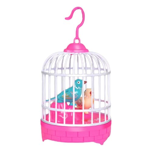 FytStycale Juguete Eléctrico Pájaro Sonido Activado Jaula Interactiva Control de Voz Ave Simulación Decorativo Material PP Adecuado para Niños Cumpleaños Fiestas, Rojo