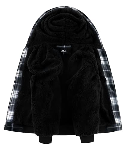 Image of V VALANCH Boys Flannel Jacket Hooded Fleece Lined Zip-up Hoodies Plaid Coat for Kids