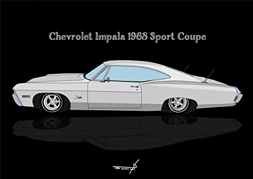 �|�X�^�[ �r���e�[�W�J�[�|�b�v�A�[�g �A���� A2�z���� �V�{���[�E�C���p�� 1968 �p���T�C�Y420mm×594mm ���t���[�� Chevrolet IMPALA 1968 ASH