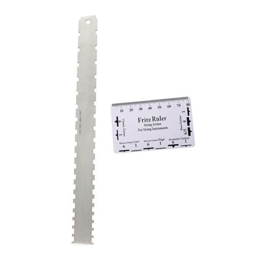 FUNOMOCYA 2個ギター定規 ステンレス鋼製 弦高測定用 楽器修理ツール ネック平面計測用 測定定規