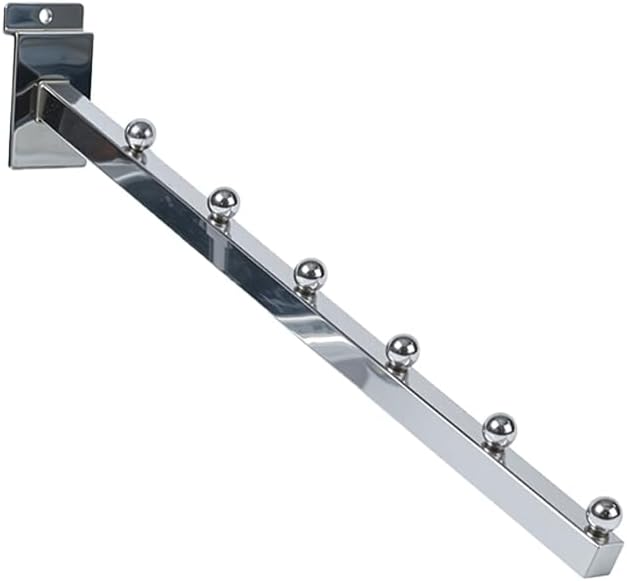 10 Pack 6 Ball Chrome Waterfall Metal Slatwall Hooks Heavy Duty Slat Wall Accessories for Slatwall Panel