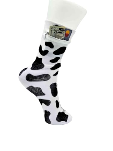 Image of Zipper Sock Wallet - Cotton & Polyester Zipper Socks with Pockets - Fits shoe size 6-13