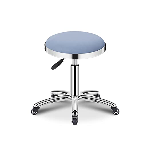 Taburete redondo con ruedas, silla con ruedas, para oficina, salón de tatuajes, cocina, masajes, trabajo, taburete giratorio de altura ajustable para salón de masajes, tatuajes, hogar, oficina, H (F)