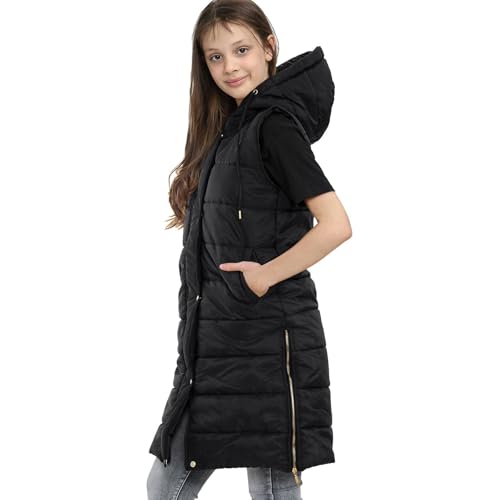 Hooded Gilet Jacket Fabric No Sleeve - Gilet Black 133