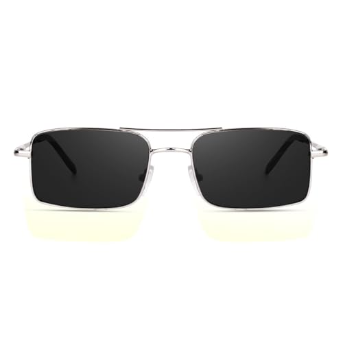 Image of Karan Aujla Classic Retro Frame Vintage Narrow Rectangular Pimp Metal Sunglasses Goggles For Men & Women (silver, black, Gold)