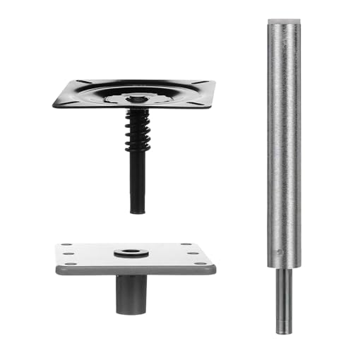 HSOKEW 3/4 '' Inch Pedestal Package, 7 Swivl-Eze Lock'N Pin 11 Inches Tall, 7-Inch x 7-Inch Base Plate, Brushed Aluminum Finish Boat Seat Pin Post for Marine Fishing Boat Seat Mount Summer Accessories