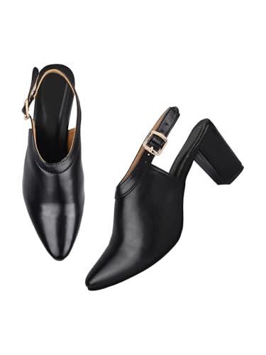 Image of SilverArrow Style Fancy Trending and Comfort Block Heel Sandal Mule Bellies Sandal for Womens and Girls Black