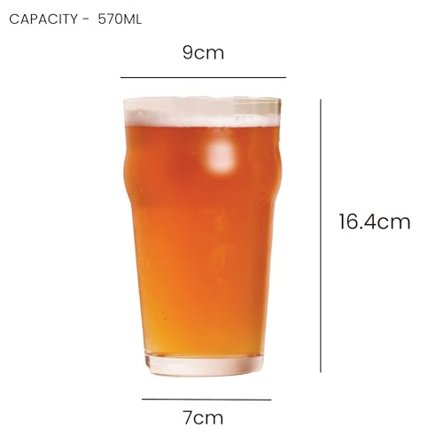Image of Sipologie Imperial Pint Beer Glass 570Ml, Set Of 2 - Classic British Style Beer Mug - Great For Gifting, Transparent