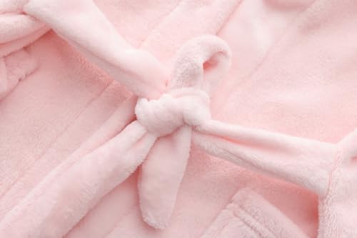 Image of Girls Fleece Robe Boys Hooded Bathrobe Soft Flannel Robe For Kids