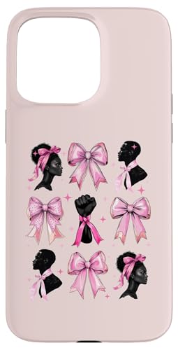 Coquette Bow Black History Month African Melanin Women Rosa Carcasa para iPhone 15 Pro Max