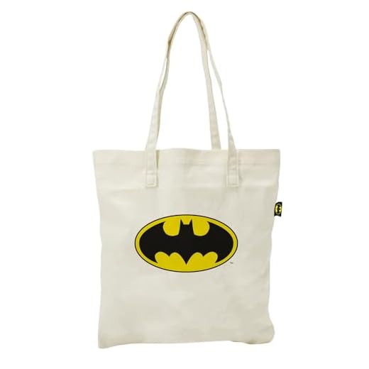 ARDITEX - Bolsa Tote de Algodón 37x41cm - Logo Clásico Batman Amarillo - Ecológica y Reutilizable - Licencia Oficial DC Comics